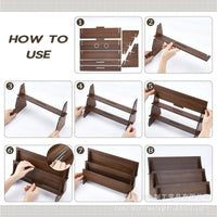 Wooden Jewelry Display Stand with Card Holder, Three-Layer Ladder Design