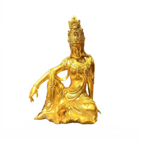 Resin Guanyin Statue in Gold for Home Zen Decor
