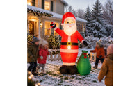 Giant Inflatable Santa with Gift Bag Easy Inflation Santa Inflatable with Gift Bag Built-in LED Lawn Decorations Bright for Storefront