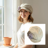 Flower Hat Spring type Linen Hat Soft Material Vintage Cabbie Headwear for Autumn Wear