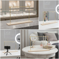 Jewelry Display Stand Tabletop Necklace Display Stand Jewelry Organizer with Wooden Base Metal for Jewelers, Boutique