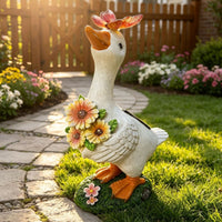 Solar-Powered Resin Duck Garden Decoration with Light