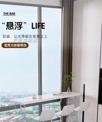 亚克力悬浮透明岩板吧台桌户外阳台隔断长条靠窗窄桌高脚纯白餐桌 B款 吧台椅 支架结构 组装