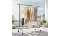 Floor-Standing Clothing Rack with Shelf Stainless Steel Garment Rack with Hooks Heavy Duty Storage Furniture Space-Saving for Bedroom