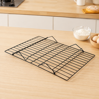 Folding Cooling Rack, 25cm Square Cake Rack, Non-Stick Carbon Steel, Matte Black Baking Accessories for Hobby Bakers