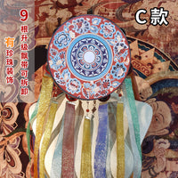 古月惊鸿铃鼓汉服拍照外景舞蹈道具唐风敦煌风多色飘带手鼓流苏