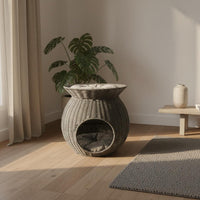 Wicker Feline House Year-Round Use Pet Home Long-Lasting