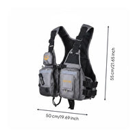 Reflective Strips Fishing Life Vest Adjustable Straps Fishing Buoyancy Vest Multiple Pockets Water Sport Gear