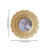 Round Picture Frame Gold Round Photo Frame Vintage-Inspired for Wedding