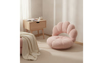 Scalloped Swivel Floor Chair Cushioned Floor Chair with Backrest Fuzzy Seat Low-Sitting for Adults, Teens, Reading Nook, Bedroom, Living Room, Small Apartments