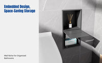 Wall Niche Recessed Tissue Box, 304 Stainless Steel, Bathroom Embedded Toilet Paper Holder, Double Tier, Waterproof