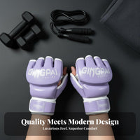 2 Pieces Long-Lasting PU Leather MMA Gloves Adjustable Wrist Support Half Finger Boxing Gloves Shock Absorbing Padding Kickboxing Training Mitts Enhanced Grip for Women, Kids, Muay Thai