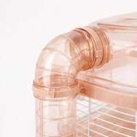 Multi-Level Hamster Cage with Tubes, Acrylic Transparent Viewing Top, Modular Hamster Habitat for Enrichment, Silent Running Wheel