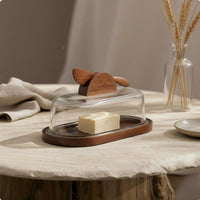 Butter Dish with Glass cover Keeping Rectangular Butter Keeper Easy to Clean Kitchenware for Special Occasions