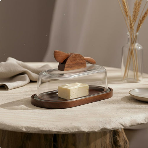 Butter Dish with Glass cover Keeping Rectangular Butter Keeper Easy to Clean Kitchenware for Special Occasions
