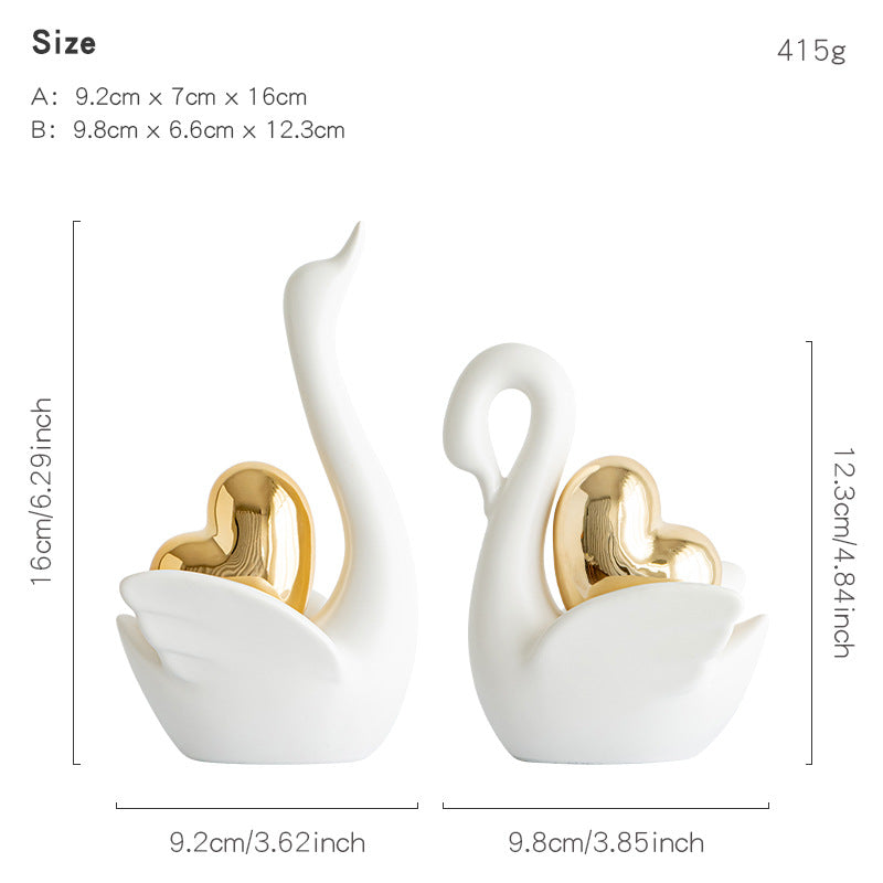 White / Gold Heart