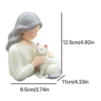 Girl Hugging Cat Statue Cute Resin Girl and Cat Figurine Smooth Finish Home Decoration for Shelf