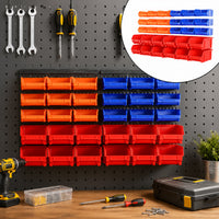30-Piece Wall-Mounted Pegboard Tool Storage Box Set