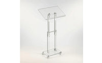 Acrylic Lectern with Wheels Transparent Adjustable Mobile Rolling Lectern for Teachers, Churches