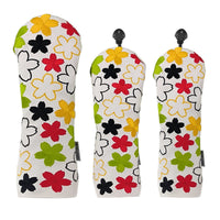 3 Pieces Driver Head Cover Multicolor Floral Golf Head Cover Textile Sports Gear