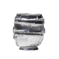 Ceramic Vase Featuring Relief Bands Silver Vase with Shiny Finish Irregular Vases for Office