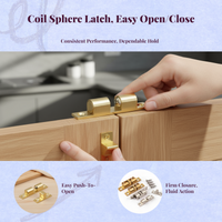 Copper sphere latch, discreet door holder, adjustable coil cabinet lock, easy installation, protected closure