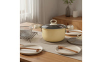 Multi-Purpose Tempura Fryer Pot Lid Included Frying Pot with Basket Oil-Saving Non Stick Fryer Pan Double Handles for Home, Cooktop Top