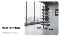 Exercise Mat Holder Mobile with Wheels Foam Roller Storage Rack Large Capacity Metal Exercise Mat Storage Rack for Gym
