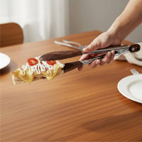 Locking Kitchen Tongs Heat Resistant Walnut Wood Serving Tongs for Buffet