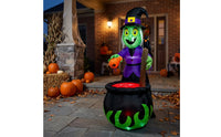 Inflate Inflatable Witch and Boiling Pot Outdoor Inflatable Witch Spooky Yard Decor Lighted for Lawn