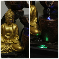 Buddha Fountain 3-Tier Resin Fountain with Bowls Tabletop Decorative for Meditators, Meditation Corner, Living Room