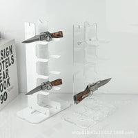 Acrylic Knife Display Stand for 7 Knives, Clear/White/Black