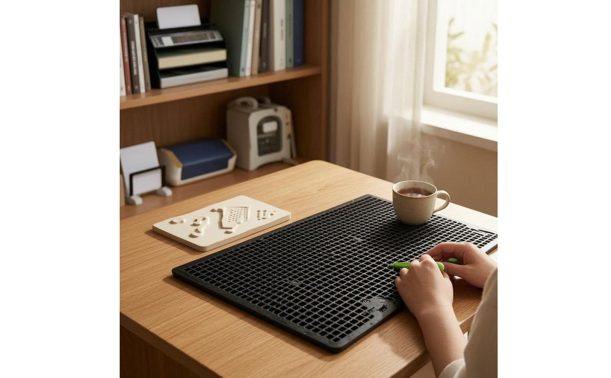 Rigid Plastic Braille Writing Board Black Hinged Braille Board Rectangular Office Supply Flat Plate