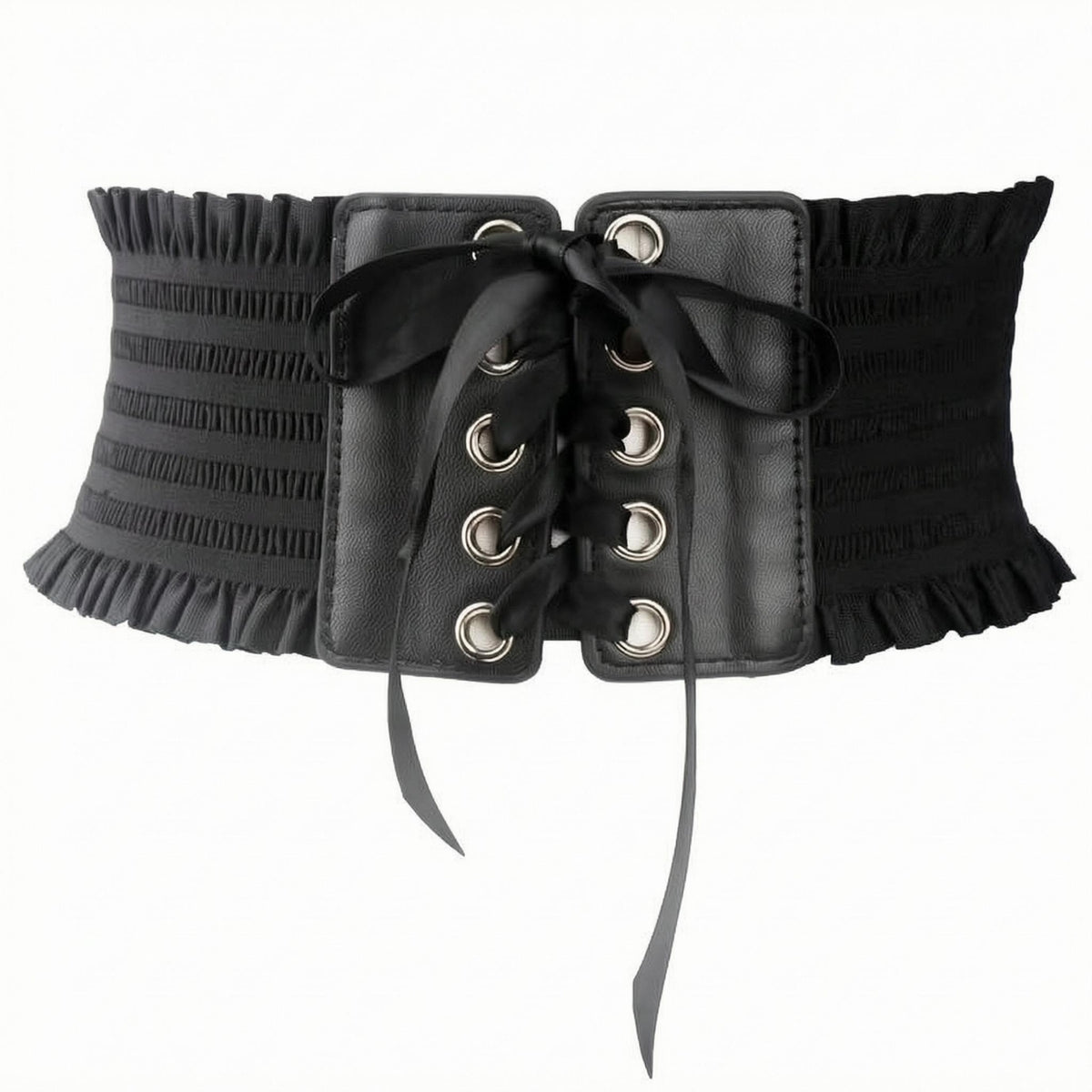 PU Leather Waist Cincher Decorative Wide Corset Belt Adjustable for Women