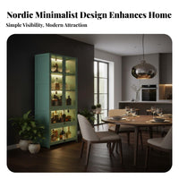 Beverage Bar Cabinet Large Capacity Spirits Storage Cabinet Modern Beverage Display Rack Sturdy Bamboo Construction Transparent Acrylic Doors Suitable for Entertainers Homeowners Living Room Kitchen