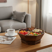 Nut and Fruit Tray Elegant Design Wooden Compartment Tray Multipurpose Household Storage for Living Room Table, Tea Time