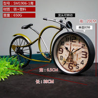 复古怀旧创意老式金属自行车时钟模型手工房间办公室家居装饰品