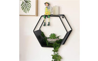 Hexagon Wall Shelf Geometric Crafted Metal Wall Shelf Space Saving Household Decor for Living Room