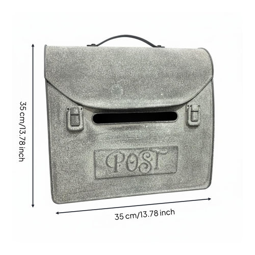Gray Metal Mailbox Outdoor Use Vintage Post Box Embossed Design for Porch