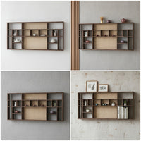Tea-Room Display Rack Woven Rattan-Style Wooden Display Shelf Space-Saving