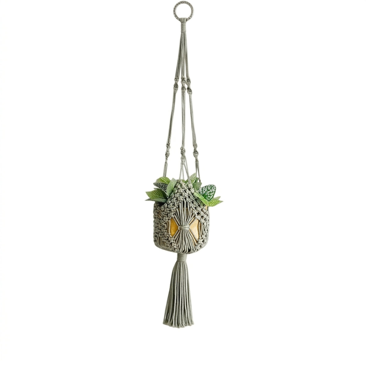 Cotton Rope Planter Net Lightweight Hanging Planter with Tassel Space-Saving