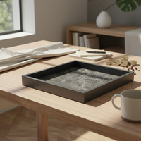 Wave Pattern Tray Decorative Chinese Design Tray Multipurpose Home Decor Item for Living Room, Hotel