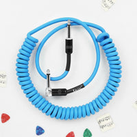 Noise Canceling Male to Male Guitar Cord Stable Transmission Transfer Coiled Guitar Cable Right-Angle Instrument Lead for Stage Performance, Studio Recording