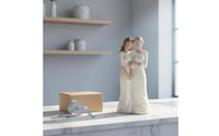 Heartfelt Gift Mother Daughter Statue Symbol of Love Resin Family Sculpture Hand-Carved Design Resin Family Figurine Wood-Look Texture for Mothers, Daughters