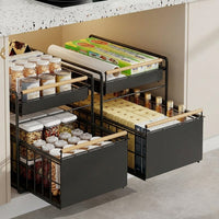Kitchen Organizer 40cm Deep, Powder-Coated Drawer Unit, Extendable Cabinet Basket, Under-Sink Storage Rack
