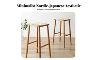 Backless Woven High Seat Vintage Design Bar Stool Tapered Legs for Cafe, Pub
