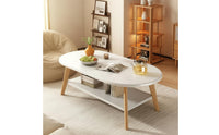 Two-Tier Wooden Tea Table Rounded Corners Mid-Period Modern Coffee Table Heavy Duty Living Room Furniture for Reception Area