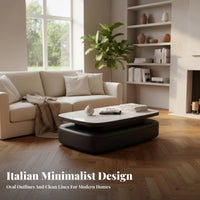 2 Pieces Oval Coffee Table and TV media stand pair Minimalist furniture design Room Furniture Contemporary & look Rounded Edges