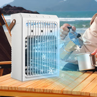 7 Color Night Light Desktop Water Fan 3 Wind Speeds Portable Air Cooler Mini Air Conditioner for Office, Bedroom