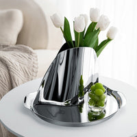 Nordic Western Food Plate, Light Luxury Stainless Steel Round Hotel Tray, Home Use, Dessert Plate